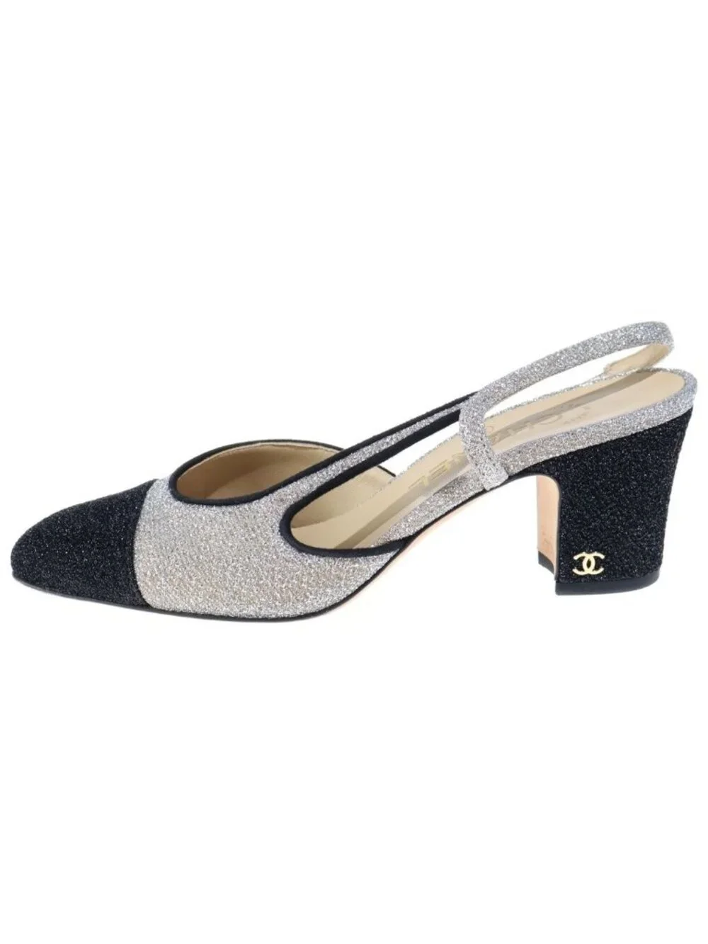 Chanel slingback glitter